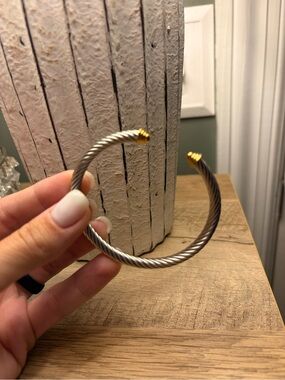 Twisted Cable Cuff Bracelet with Gold Accents